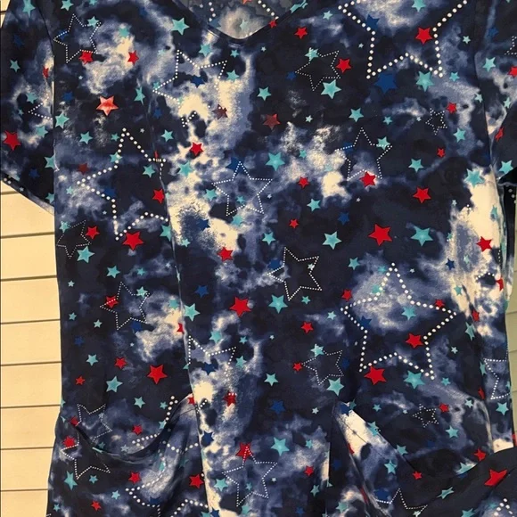 Dickies Navy Star Print Scrub Top - Picture 3 of 4